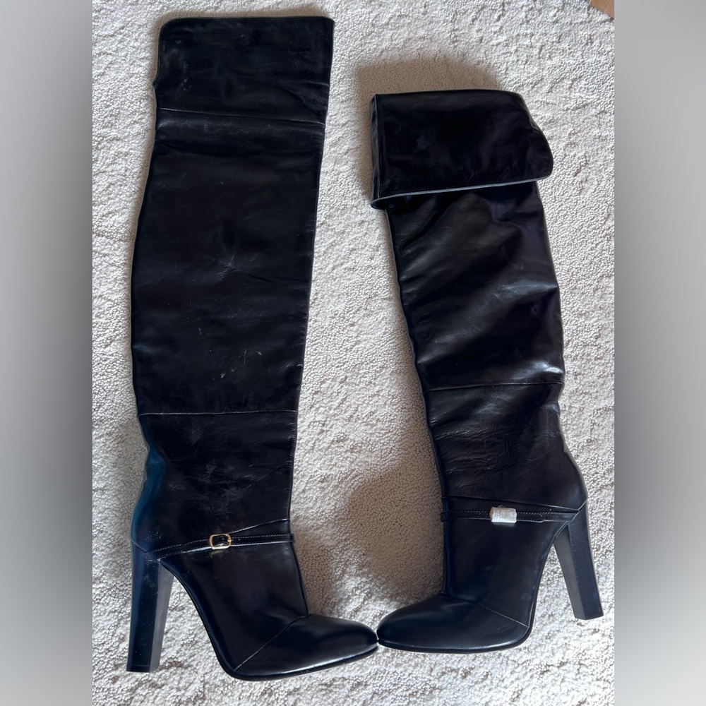 Over the Knee Candela Black Leather Boots 9
